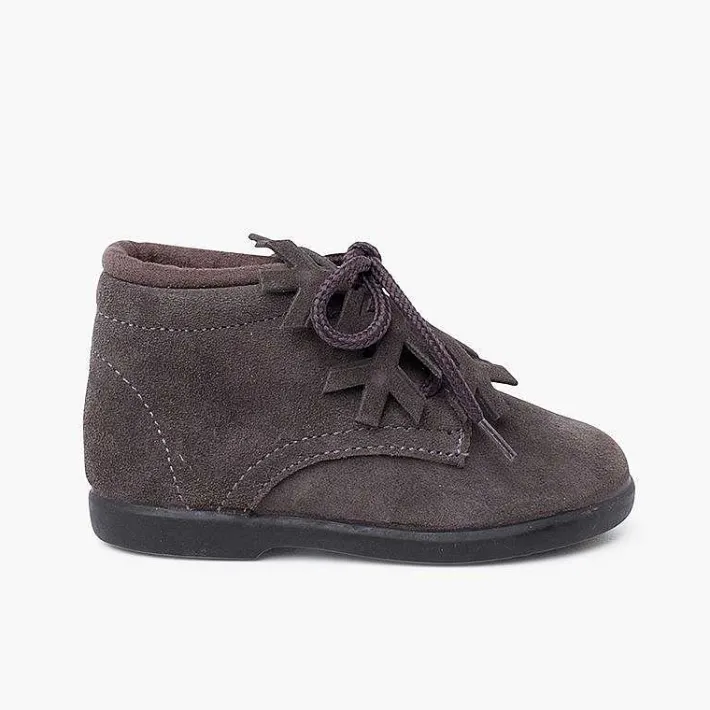 Botas<Pisamonas Botitas Serraje Cordones Adorno Copo