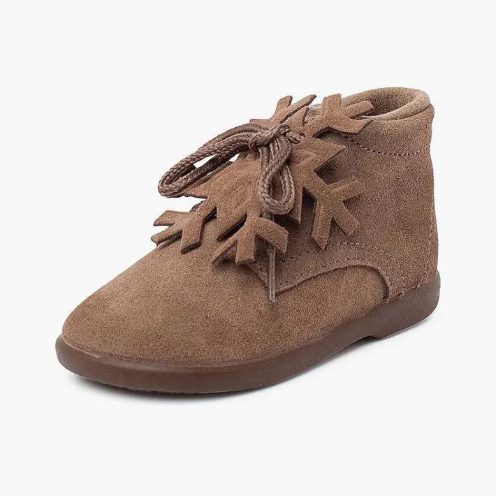 Botas<Pisamonas Botitas Serraje Cordones Adorno Copo
