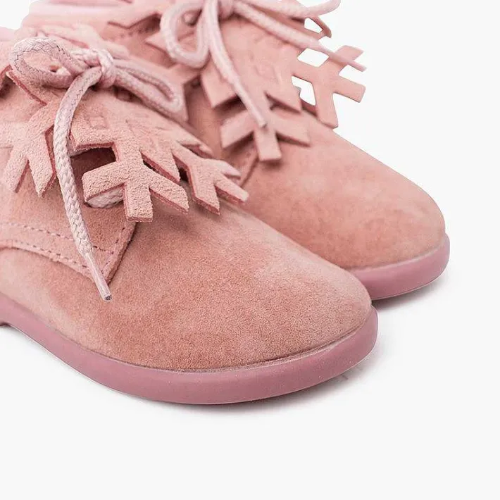 Botas<Pisamonas Botitas Serraje Cordones Adorno Copo