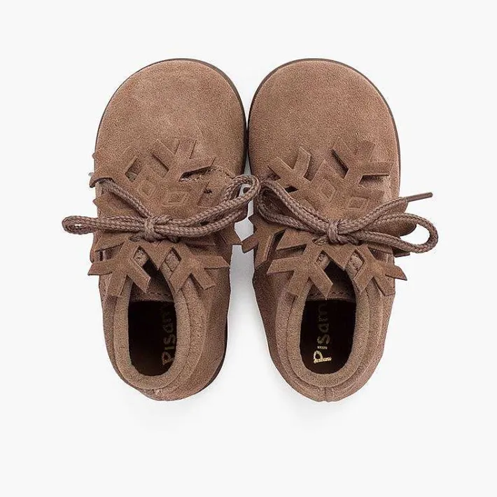 Botas<Pisamonas Botitas Serraje Cordones Adorno Copo