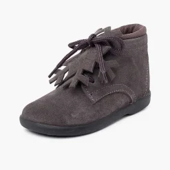 Botas<Pisamonas Botitas Serraje Cordones Adorno Copo