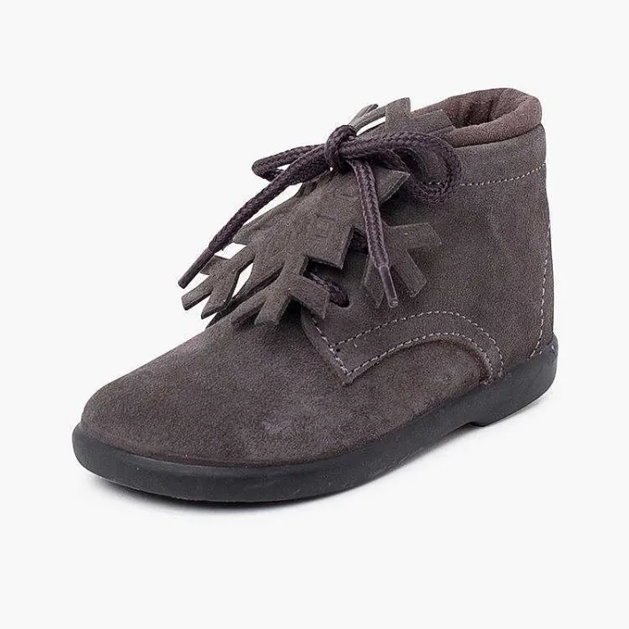 Botas<Pisamonas Botitas Serraje Cordones Adorno Copo