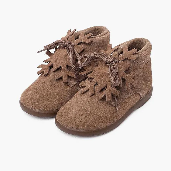Botas<Pisamonas Botitas Serraje Cordones Adorno Copo