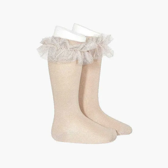 Leotardos Y Textil Condor<Pisamonas Calcetines Altos Lisos Tira Tul