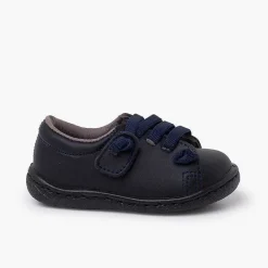 Zapatos Colegiales<Pisamonas Deportivas Piel Lavable Cordones Elasticos