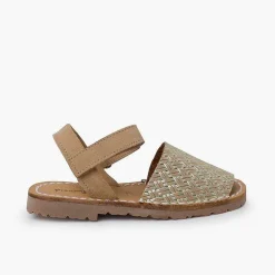 Zapatos Comunión<Pisamonas Menorquinas Efecto Trenzado Metalizado