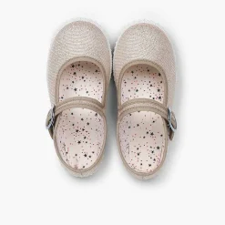 Zapatillas<Pisamonas Mercedita Hebilla Lona Con Brillos