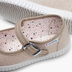 Zapatillas<Pisamonas Mercedita Hebilla Lona Con Brillos