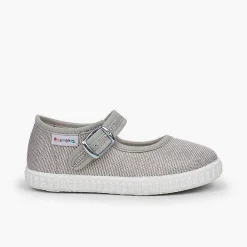 Zapatillas<Pisamonas Mercedita Hebilla Lona Con Brillos
