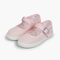 Zapatillas<Pisamonas Mercedita Hebilla Lona Con Brillos