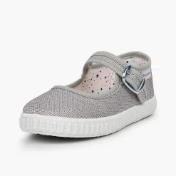 Zapatillas<Pisamonas Mercedita Hebilla Lona Con Brillos