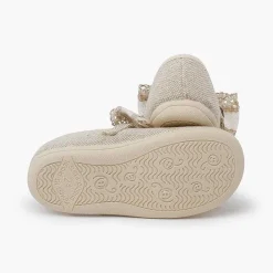 Zapatos Comunión<Pisamonas Mercedita Lazo Con Puntilla Ceremonia Color Crudo