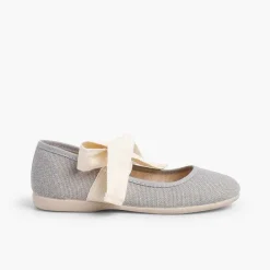 Zapatos Comunión<Pisamonas Mercedita Lino Con Lazo Crudo