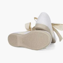 Zapatos Comunión<Pisamonas Mercedita Lino Con Lazo Crudo