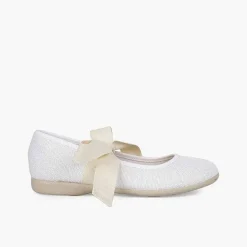 Zapatos Comunión<Pisamonas Mercedita Lino Con Lazo Crudo
