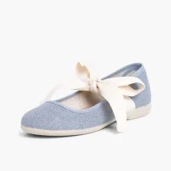 Zapatos Comunión<Pisamonas Mercedita Lino Con Lazo Crudo