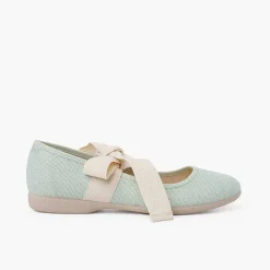 Zapatos Comunión<Pisamonas Mercedita Lino Con Lazo Crudo