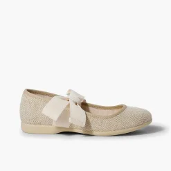 Zapatos Comunión<Pisamonas Mercedita Lino Con Lazo Crudo