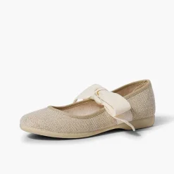 Zapatos Comunión<Pisamonas Mercedita Lino Con Lazo Crudo
