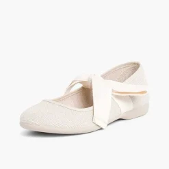 Zapatos Comunión<Pisamonas Mercedita Lino Con Lazo Crudo