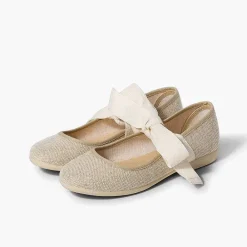 Zapatos Comunión<Pisamonas Mercedita Lino Con Lazo Crudo