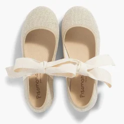Zapatos Comunión<Pisamonas Mercedita Lino Con Lazo Crudo