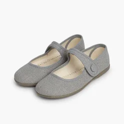 Zapatos Comunión<Pisamonas Mercedita Niña Lino Tira Adherente Boton