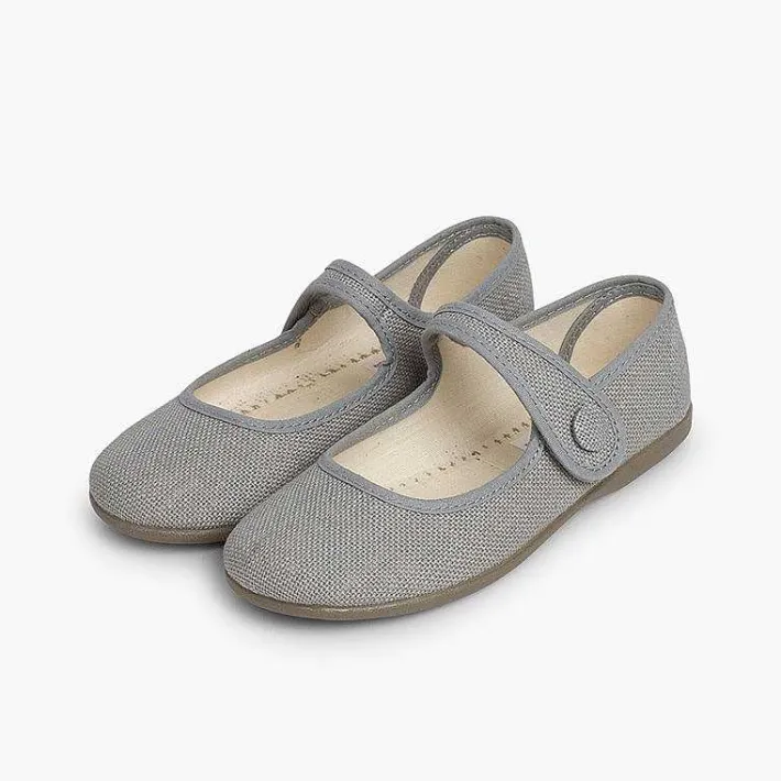 Zapatos Comunión<Pisamonas Mercedita Niña Lino Tira Adherente Boton