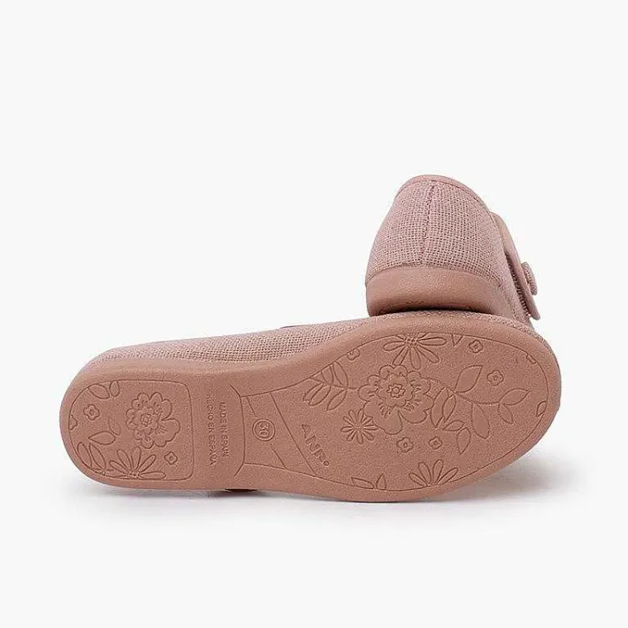 Zapatos Comunión<Pisamonas Mercedita Niña Lino Tira Adherente Boton