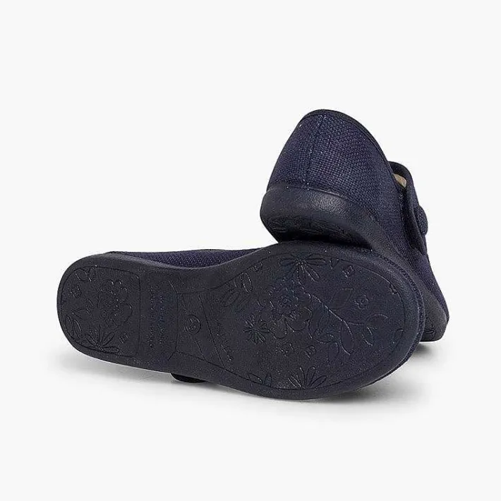 Zapatos Comunión<Pisamonas Mercedita Niña Lino Tira Adherente Boton