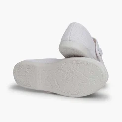 Zapatos Comunión<Pisamonas Mercedita Niña Lino Tira Adherente Boton