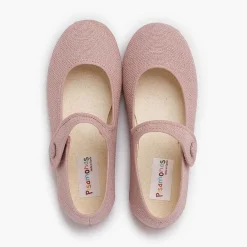 Zapatos Comunión<Pisamonas Mercedita Niña Lino Tira Adherente Boton
