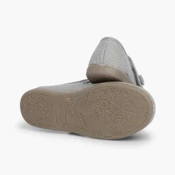 Zapatos Comunión<Pisamonas Mercedita Niña Lino Tira Adherente Boton