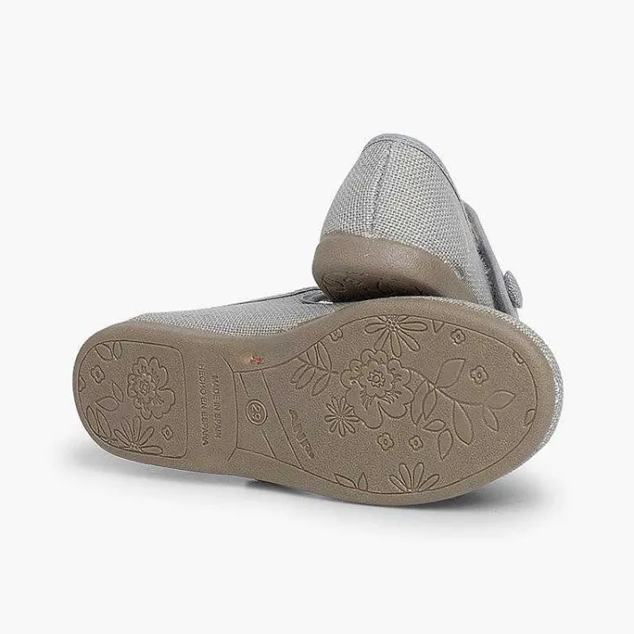 Zapatos Comunión<Pisamonas Mercedita Niña Lino Tira Adherente Boton
