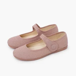 Zapatos Comunión<Pisamonas Mercedita Niña Lino Tira Adherente Boton