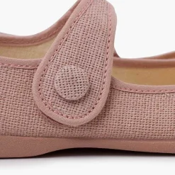 Zapatos Comunión<Pisamonas Mercedita Niña Lino Tira Adherente Boton