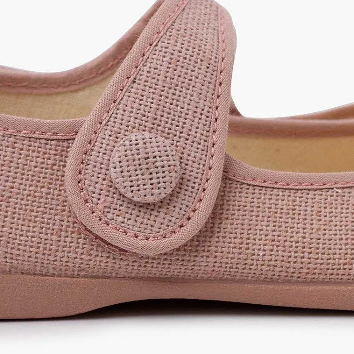 Zapatos Comunión<Pisamonas Mercedita Niña Lino Tira Adherente Boton