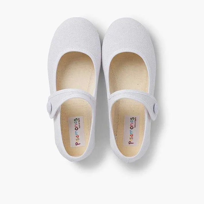 Zapatos Comunión<Pisamonas Mercedita Niña Lino Tira Adherente Boton