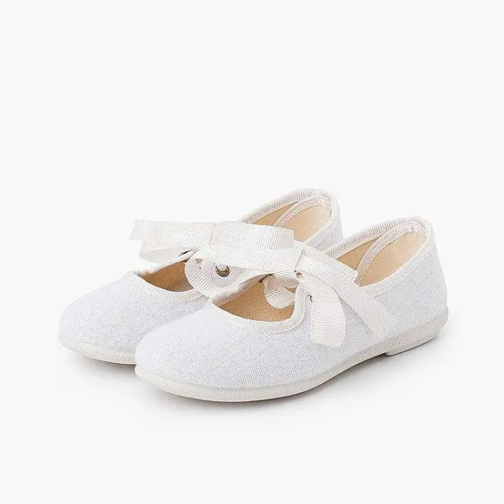 Zapatos Comunión<Pisamonas Mercedita Tipo Lino Cierre Lazo