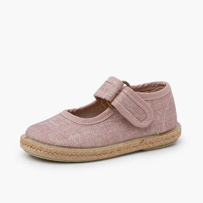 Zapatos Comunión<Pisamonas Merceditas Algodon Ecologico Suela Yute