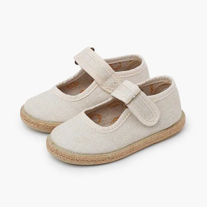 Zapatos Comunión<Pisamonas Merceditas Algodon Ecologico Suela Yute