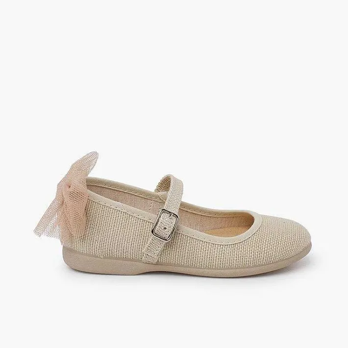 Zapatos Comunión<Pisamonas Merceditas Ceremonia Lazo Trasero Tul
