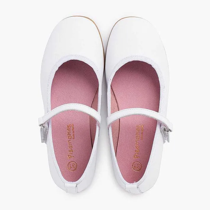 Zapatos Comunión<Pisamonas Merceditas Ceremonia Niña Tira Adherente Fina