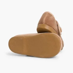 Merceditas Niña<Pisamonas Merceditas De Terciopelo Con Boton Tira Adherente Para Niñas