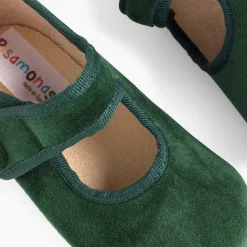 Merceditas Niña<Pisamonas Merceditas De Terciopelo Con Boton Tira Adherente Para Niñas