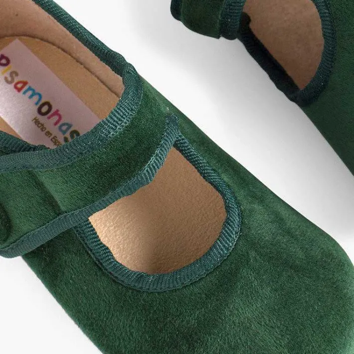 Merceditas Niña<Pisamonas Merceditas De Terciopelo Con Boton Tira Adherente Para Niñas