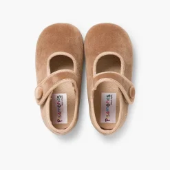 Merceditas Niña<Pisamonas Merceditas De Terciopelo Con Boton Tira Adherente Para Niñas
