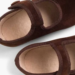 Merceditas Niña<Pisamonas Merceditas De Terciopelo Con Boton Tira Adherente Para Niñas