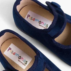 Merceditas Niña<Pisamonas Merceditas De Terciopelo Con Boton Tira Adherente Para Niñas