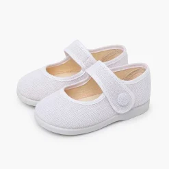 Zapatos Comunión<Pisamonas Merceditas Lino Adorno Boton